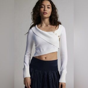 NWT SILENCE + NOISE Emery Asymmetric Sweater in Ivory